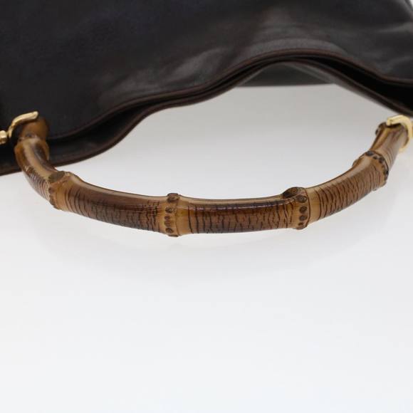 GUCCI Bamboo Hand Bag Leather 2way Dark Brown 01 1638 200047 Auth 49450 - Picture 7 of 16